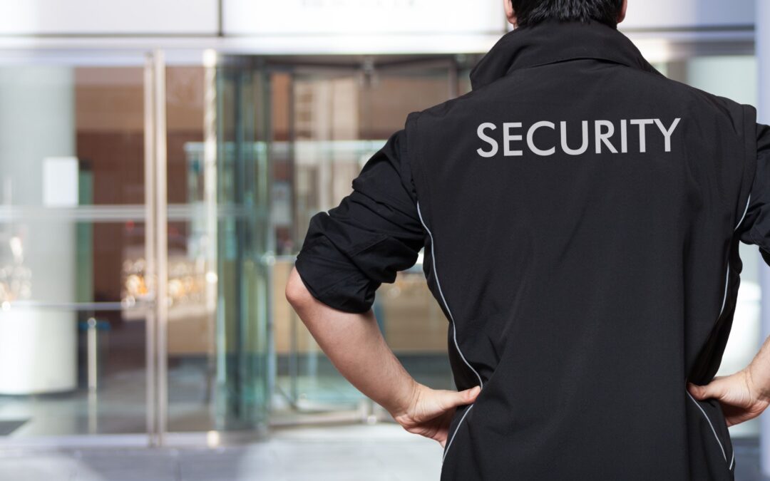 hiring security services - standing guard outside a building